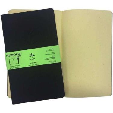 Imagem de Caderneta note Filibook preto 21x12,5cm sem pauta com 2 uni  - Filiper