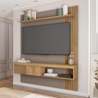 Imagem de Painel para TV até 65 Polegadas Ripado 183x150cm Marrom Moon - Caemmun
