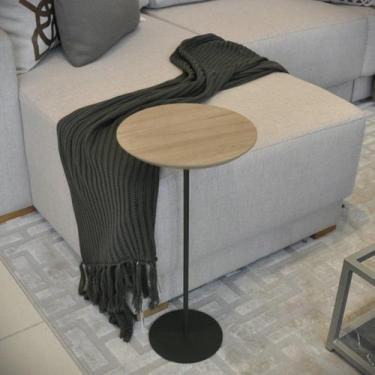 Imagem de Mesa Lateral Karla - Baixa, Tampo Redondo Itapuã e Base Verde Oliva. B