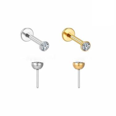 Imagem de Piercing Hipoalergênico Sem Rosca Titânio G23 Ponto Luz 2.5mm Ouro Pvd