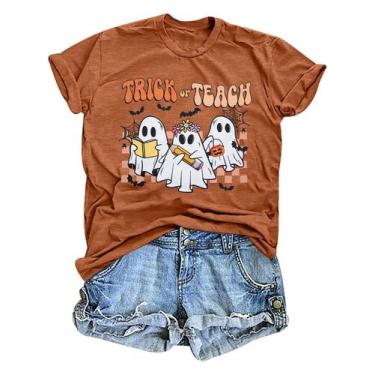 Imagem de Camisa MOUSYA Halloween Teacher Leia mais livros Brown
