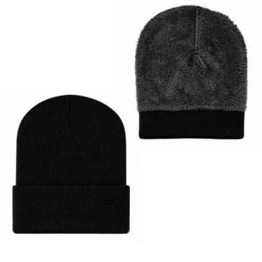 Imagem de Touca Gorro Unissex Inverno Quente com Interior Peluciado e Estilo - C