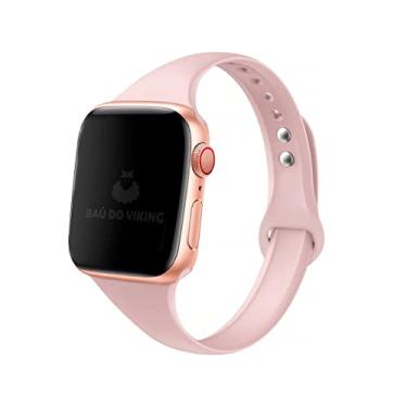 Imagem de Pulseira Silicone Sport Fina Esportiva Slim, compatível com Apple Watch (38mm/40mm/41mm, Rosa Antigo)