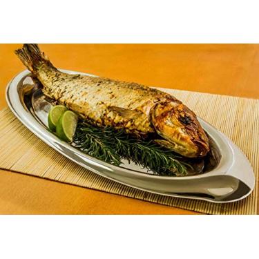 Imagem de Travessa para Peixe Com Bordas em Aço Inox 53 x 22,5 x 2,5 cm - Zanella