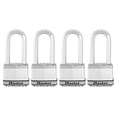 Imagem de Master Lock M5XKADCCSEN Cadeado Laminado Magnum 2 de Aço Largo 3/8 Diâmetro, 1 polegada de Liberação de Cordão, Pacote com 4, 1-Inch Shackle