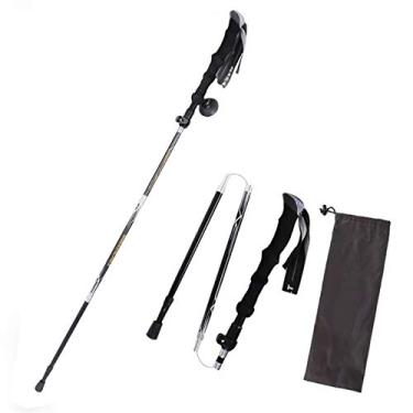 Imagem de Bastão Dobrável Tático Feminino Bengala Bengala Caminhada Trilha Equipamento de Caminhada Bengala (Preto, Reto)