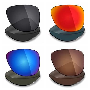 Imagem de 4 pares de lentes polarizadas de substituição Mryok para óculos de sol Spy Optic Discord – Stealth preto/vermelho fogo/azul gelo/bronze marrom