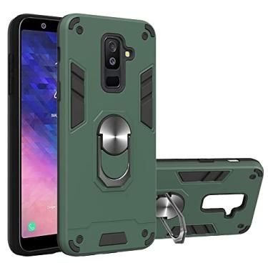 Imagem de Capa de celular Para Samsung Galaxy A6 Plus 2018 / A9 Star Lite Case, capa à prova de choque de grau militar com suporte de montagem de carro magnético caço protetor (Color : Green)