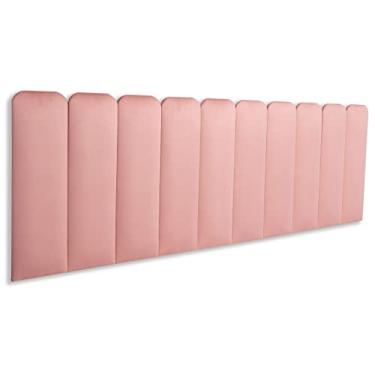 Imagem de Cabeceira King Modulada Arredondada Cama Box 200 cm x 60 Cm Kit 10 Placas Blu Interiores Cor:VELUDO Rosé