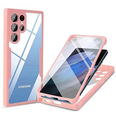 Imagem de Capa de proteção completa 360 para Samsung Galaxy S22 Ultra S21 FE A72 A52 A32 A22 A12 A21S A71 A51 Protetor de tela da lente da câmera, rosa, para A32 5G