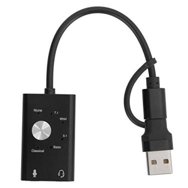 Imagem de wendeekun Placa de som USB 2 em 1 TypeC para áudio, placa de som 7.1 canais, adaptador de USB, pequeno, leve e portátil, conveniente para carregar e armazenar