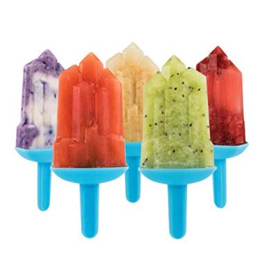 Imagem de Tovolo, Alça de proteção contra gotejamento, conjunto de 5 moldes de pop, fabricantes de picolé com palitos reutilizáveis, guloseimas congeladas para bagunça, lavável na máquina de lavar louça e livre de BPA, azul gelo