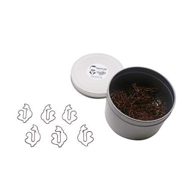 Imagem de Butler in the Home 100 clipes de papel em forma de cocô ótimos para colecionadores de clipe de papel ou presente de escritório – vem em lata redonda com tampa e caixa de presente, Marrom