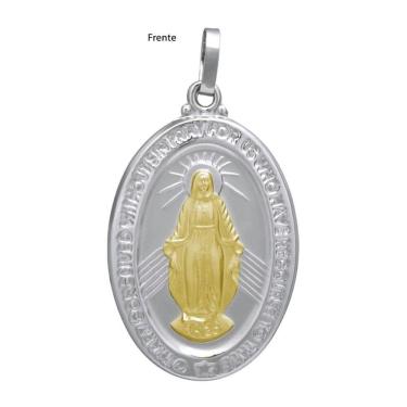 Imagem de Pingente Aço Milagrosa Oval 70x44mm com Ouro