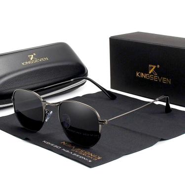 Imagem de Óculos de Sol Masculino Clássico Hexágono Kingseven Proteção Polarizados UV400 Espelho