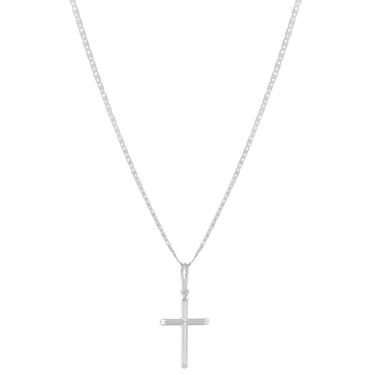 Imagem de Corrente Cordão Masculino Pìastrine 70cm Pingente Crucifixo Prata 925