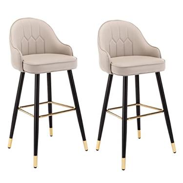 Imagem de Bancos De Bar De 26" Com Encosto Conjunto De 2 Cadeiras De Bar, Ilhas De Cozinha, Altura Do Balcão, Couro Nappa Preto Cromado Metal Estofado Banco Para Café, Lounge, Pub, Cozinha Café Da Manhã