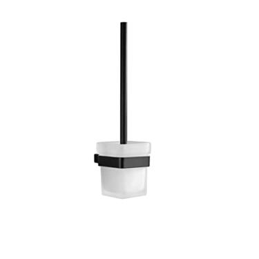 Imagem de Acessórios de banheiro quadrado preto Copo Prato Suporte de Papel Toalheiro Prateleira Prateleira de Armazenamento Suporte de Sabonete Robe Hook Aço inoxidável, porta-escovas