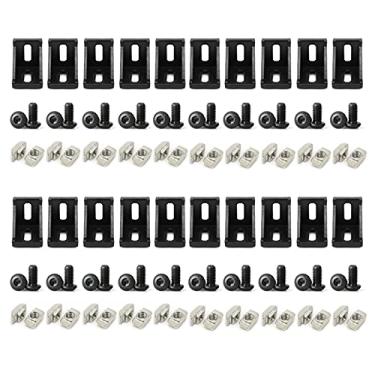 Imagem de 20 conjuntos de 1,5" x 3,81" série 1515 perfis de extrusão de alumínio suporte preto, suporte de 20 peças de 1,51" com parafusos de parafuso de porcas em T para trilho de perfil de extrusão de 3,5 cm - Tipo B caro, mas perfeito