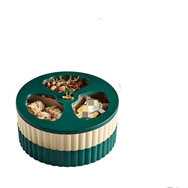 Imagem de Bandeja de lanche de plástico de caixa de armazenamento de frutas secas e nozes estilo nórdico com tampa transparente, 2 camadas de mistura de cores