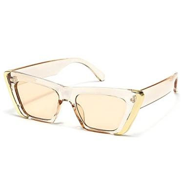 Imagem de Óculos de sol olho de gato tendência moda feminina luxo cateye óculos de sol feminino óculos de sol vintage quadrado moldura pequena, marrom transparente, com chave de fenda
