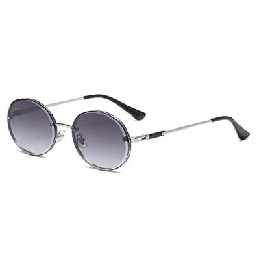 Imagem de Óculos de Sol Redondos Moda Feminina Homens Metal Vintage Ocean Shades Design Luxo Exterior Óculos de Condução, C03 Prata GradCinza, A