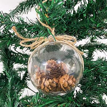 Imagem de Bola de Natal transparente com pinha 8 cm