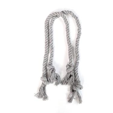 Imagem de 2/4/8 Pcs Decoração de cortina Tiebacks Cortina de gravata Titular de corda de tecido feito à mão Retenções de corda de cânhamo Fivela Acessórios de cortina, cinza, pacote de 2 peças