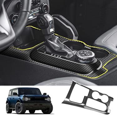 Imagem de GZBFTDH Painel de guarnição do botão de mudança de marcha do carro, compatível com Ford Bronco 2021, acessórios de carbono consoles centrais botas de mudança moldura LHD