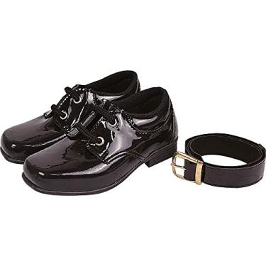 Imagem de Sapato Social Infantil Cadarço Verniz com Cinto Preto 28 ao 32