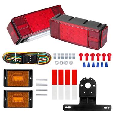 Imagem de LIMICAR Luzes de reboque, kit de luz de reboque retangular, IP68 Kit de luz de reboque de LED à prova d'água com kit de cablagem de reboque de 7,5 m para caminhões náuticos RV Boat Camper Snowmobile mais de 203,2 cm