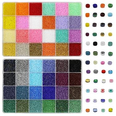 Imagem de Tibaoffy Tamanho 12/0 Contas de Vidro para Semente de 2 mm Kit Sortido com Caixa Organizadora para Fazer Joias (48 Conjunto Multicolorido Sortido, Total de Cerca de 48.000 peças)