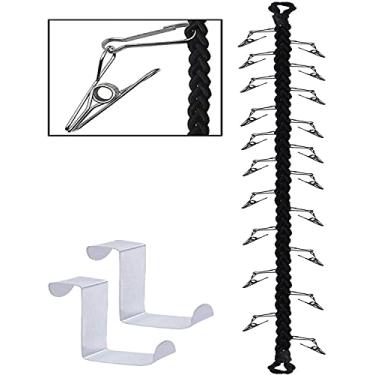 Imagem de Corrente de armazenamento para pendurar sobre a porta com 20 clipes de aço inoxidável, corrente de armazenamento de brinquedos, organizador de bonés de beisebol multiuso para seus brinquedos, viseiras de sol, chapéus, boné, cachecóis, luvas, toalha, etc.