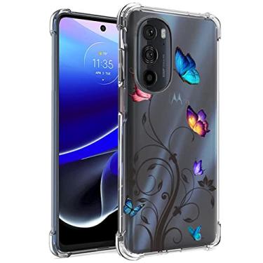 Imagem de Yodueiv Capa de telefone para Moto G Stylus 5G 2022, XT2215DL capa para meninas mulheres, capa protetora transparente de TPU transparente macia para Motorola Moto G Stylus 5G 2022 (borboleta)