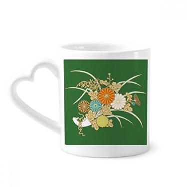 Imagem de Caneca de flores amarelas japonesas outono café cerâmica copo de coração de vidro