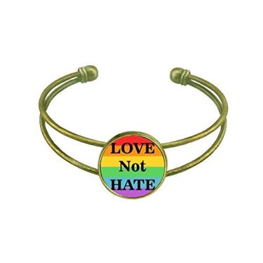 Imagem de Bracelete transgênero bissexuais Love Not Hate LGBT pulseira pulseira retrô de punho aberto, Metal, Na