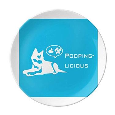 Imagem de Playful Husky Eats Poop Prato Saboroso Decorativo Porcelana Salver Louça Prato de Jantar