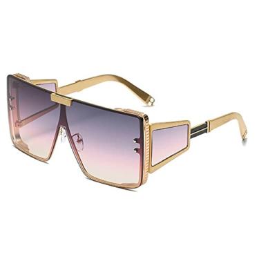 Imagem de Óculos de sol de espelho de prata quadrado grande de uma peça para mulheres moda perna larga liga hip hop óculos de sol masculinos, 8, tamanho único