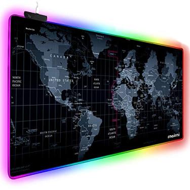 Imagem de Mouse pad RGB estendido para jogos, tapete para jogos extra grande para gamer, tapete de mesa de escritório à prova d'água com 10 modos de iluminação, para PC computador RGB teclado mouse MacBook – 80 x 38 x 4 mm, Map, 31.5'' x 15.7'' x 0.16"