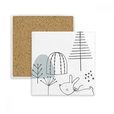 Imagem de Filhote de desenho animado árvore colina padrão quadrado porta-copos caneca suporte subplaca pedra isolante