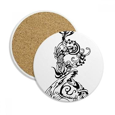Imagem de Caneca porta-copos abstrata de dragão chinês pássaro copo de proteção de mesa pedra absorvente