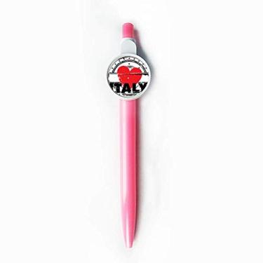 Imagem de I Love Italy Palavra Amor Coração Formato Círculo Ponta Rollerball Ponta Azul Retrátil Escrever Papelaria