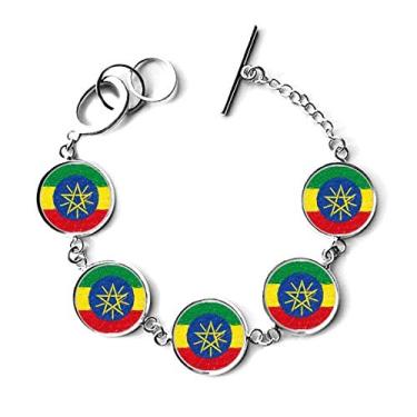 Imagem de DIYthinker Pulseira de desenho de giz de cera com bandeira da Etiópia com listras
