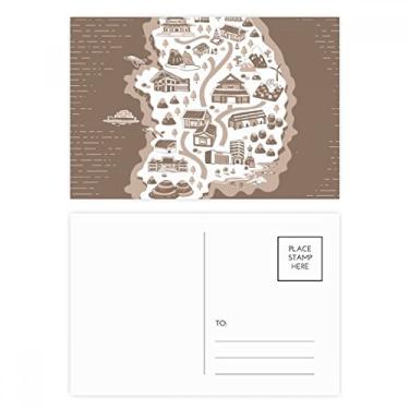 Imagem de Mapa coreano Seoul e Busan conjunto de cartão postal aniversário correspondência cartão de agradecimento