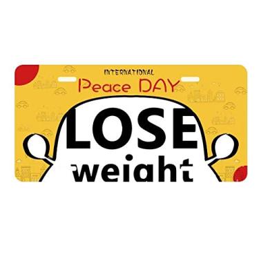 Imagem de DIYthinker Placa de licença preta inglesa com citação perdida peso etiqueta decoração de carro dia da paz