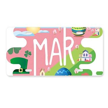 Imagem de DIYthinker Ilustração da temporada do mês de março, placa de licença decoração de aço inoxidável para automóveis