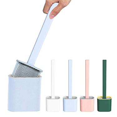 Imagem de Escova de Vaso Sanitrio Flexvel de Silicone com Suporte e Escova de Limpeza de Parede de Silicone Antiderrapante