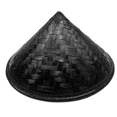 Imagem de Chapéu de vime de tecelagem de bambu de aba larga chapéu cone de verão chapéu cone à beira-mar para adolescentes adultos chapéu à prova de sol ao ar livre chapéu preto, Preto, Tamanho Único