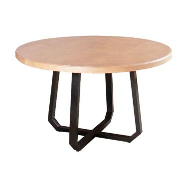 Imagem de Mesa De Jantar Industrial Clarisse Redonda 1M Base Alumínio - Tampo Natural - Bege