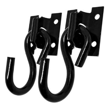 Imagem de Par Suporte Armador Gancho de Rede c/ Parafusos Sobrepor Reforçado Preto